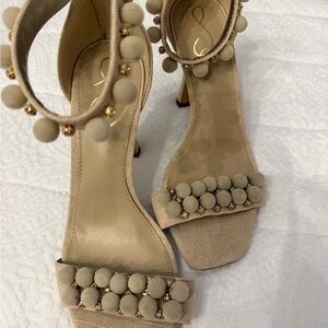 Sam Edelman Beige Luella ankle strap heels